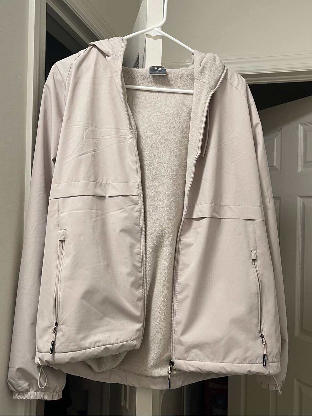 Women New Balance Beige Windbreaker Fleece Lined Jacket Fits Size M